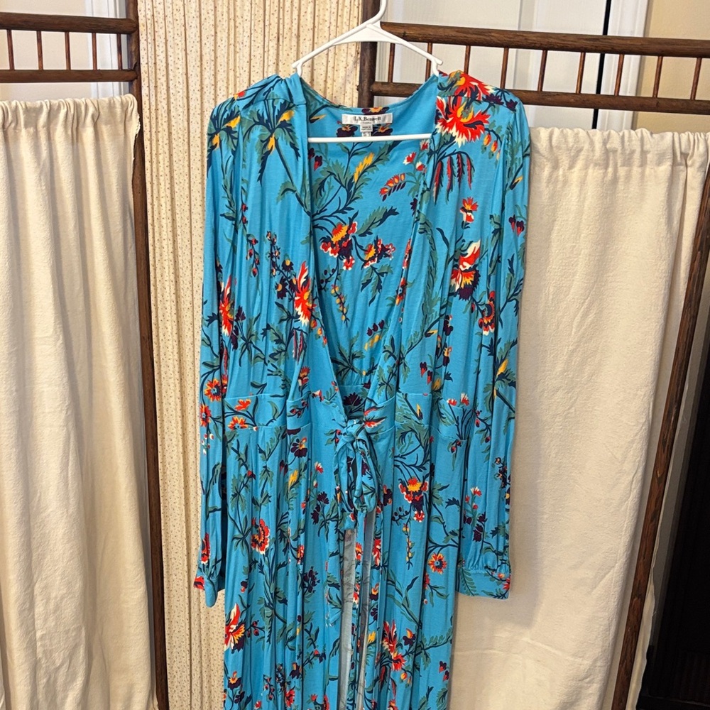 LK Bennett Turquoise Floral Maxi Dress